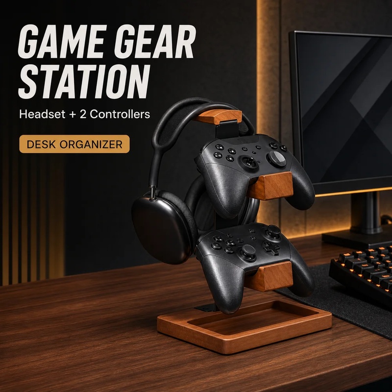 Home Office Headset - Wooden Headphone Stand Gaming Headset Holder
