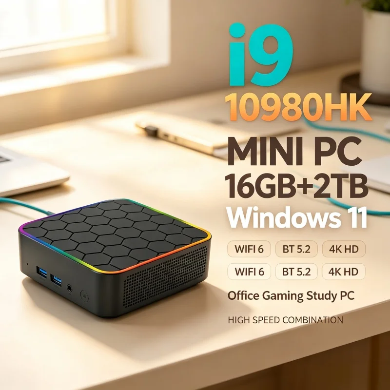 Home Office Windows 11 - Powerful Mini PC Host Intel I9‑10980HK
