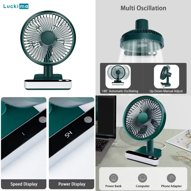 Home Office Headset - USB Rechargeable Oscillating Desk Fan 4
