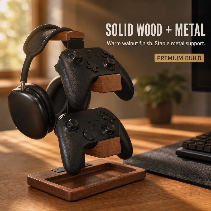 Wooden Headphone Stand Gaming  - Home Office Headset ulasan dan harga