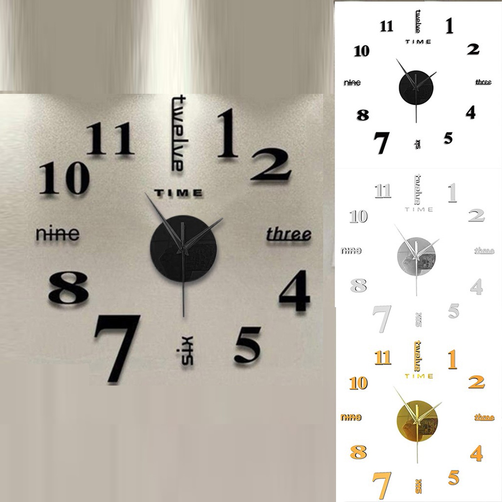 Frameless Diy Wall Mute Clock  - Home Office Hours ulasan dan harga