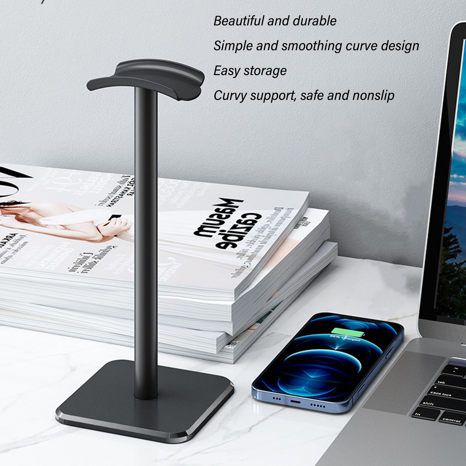Headphone Stand Rounded Corner - Home Office Headset ulasan dan harga