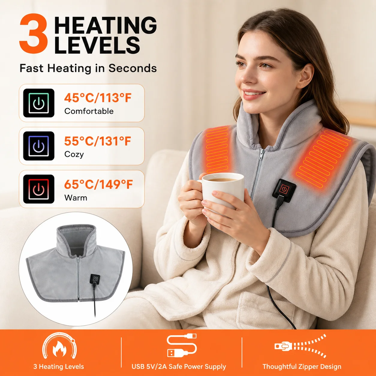 USB Heated Shawl with 3 Heat S - Home Office Hours ulasan dan harga