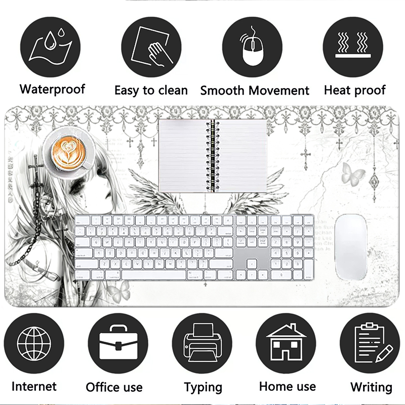Leather Mousepad Black White A - Home Office Keyboard And Mouse ulasan dan harga